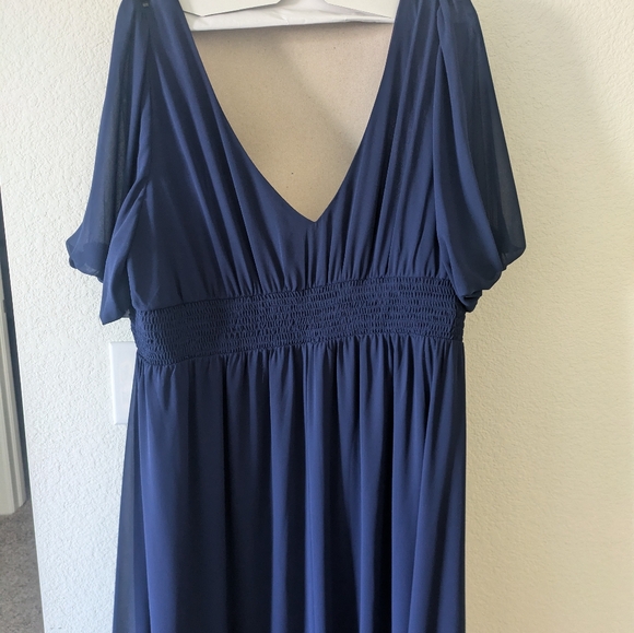Ever Pretty Navy/Royal Blue V-Neck Formal Evening Gown Bridesmaid Dress with Sle - Picture 11 of 12